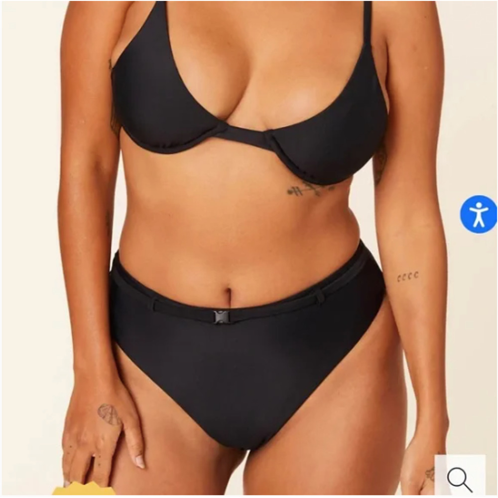 ANDIE SWIM NWT The Riviera Black Belted Bikini Bottom // M
